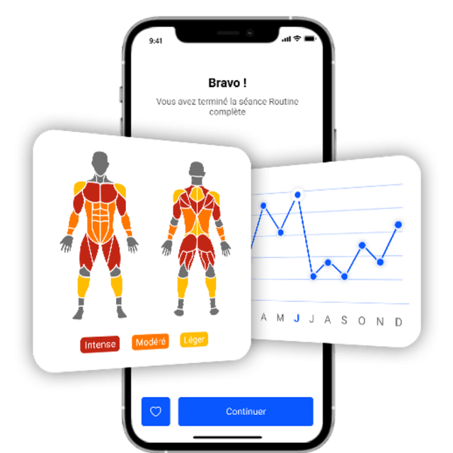 Affichage des statistiques de l'utilisateur et des muscles utilisées pendant l'entrainement